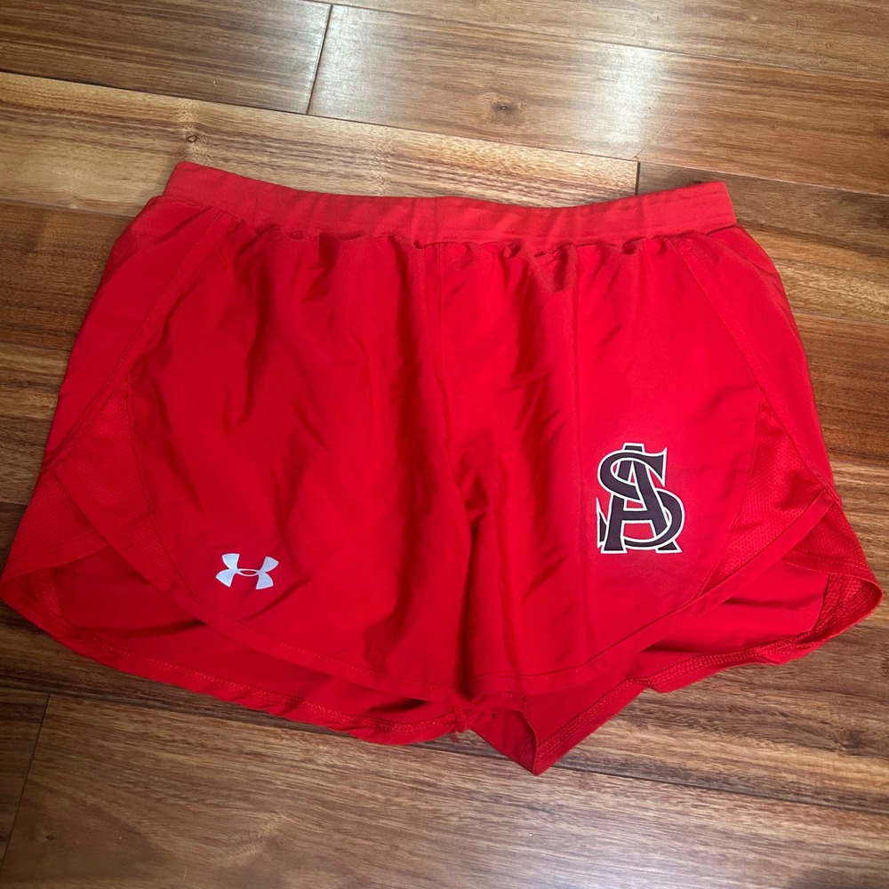 Under Armour Running Shorts AS Logo Athletic‎ Gym Activewear Red Medium